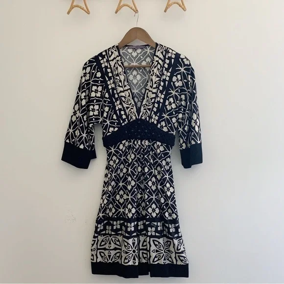 Hale Bob Deep V Neck Floral Silk Dress Small - Picture 8 of 8